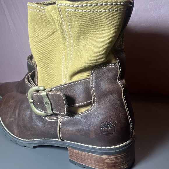 Women's Timberland Round Toe Chelsea Boot Size 8 Two Tone Wheat & Brown Leather - Picture 4 of 12